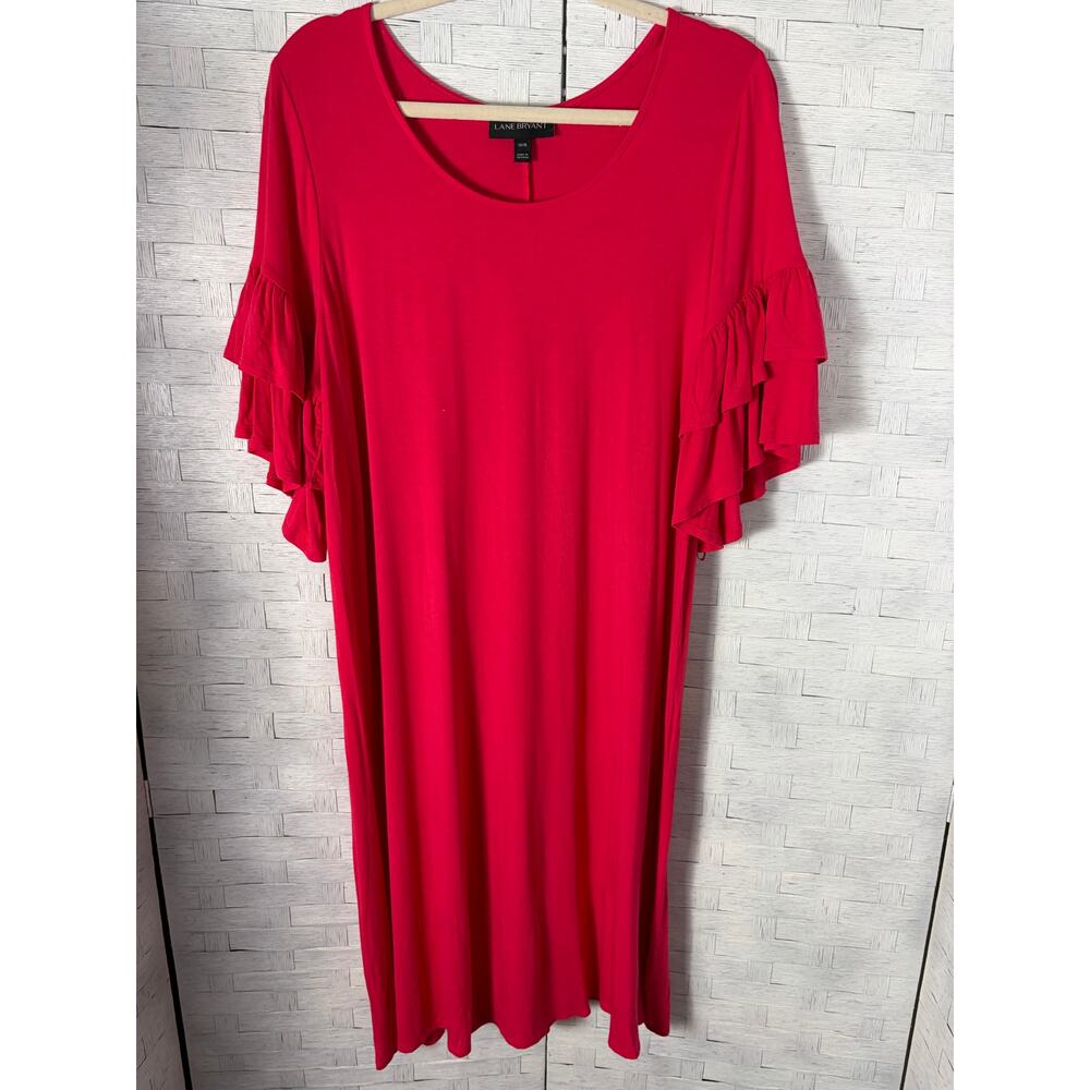 Lane Bryant women's mini dress knit travel bell sleeve ruffle feminine plus Sz